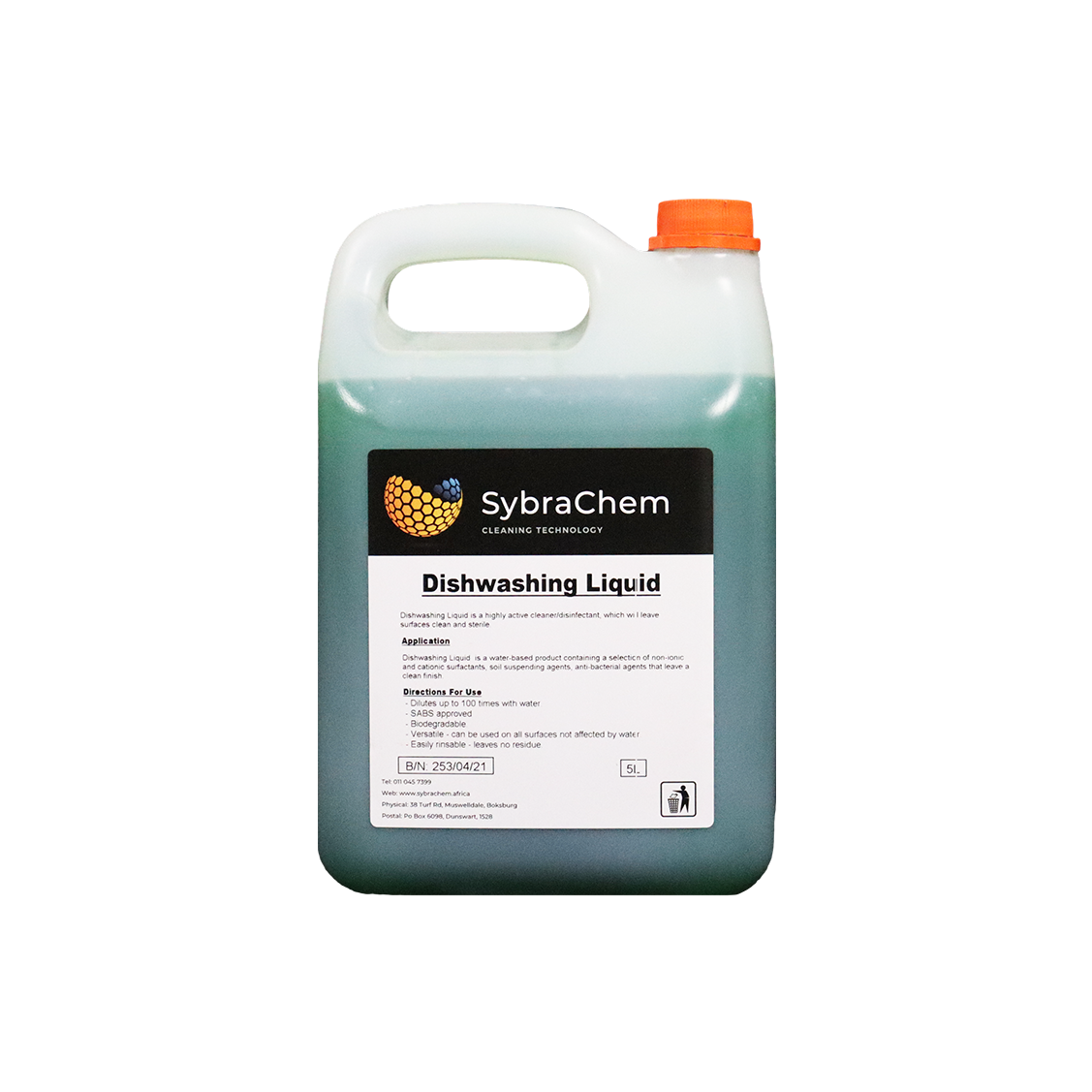 SybraChem Dishwashing Liquid Green 5L